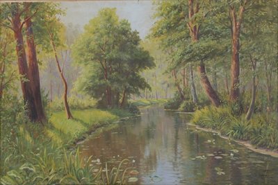 Forest Landscape with River by Bruno Moras